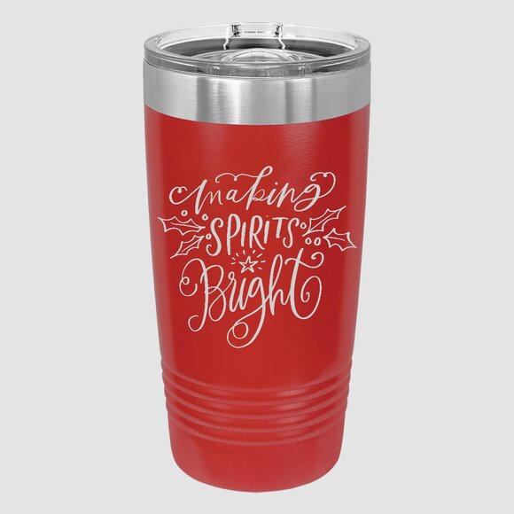 "Making Spirits Bright" Insulated Stainless Steel Travel Mug with Slider Lid - Picture 1 of 2